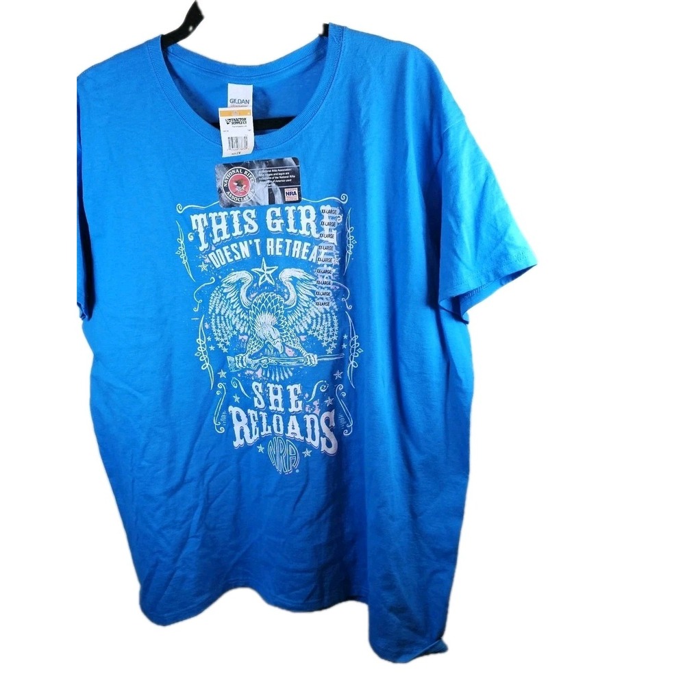 NRA RIFLE GUN T- SHIRT " THIS GIRL DOESNT RETREAT SHE RELOADS" Women's 2XL